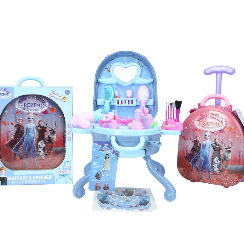 Disney Frozen 2 elsa anna Makeup set girls Trolley case Cosmetic box set Handbag Suitcase kids Dressing toy