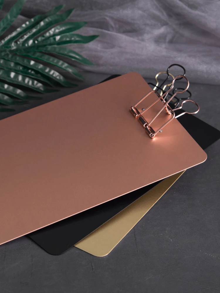 

1pc Rose Gold/gold/black Luxury Clip File Metal Board Metal Clip Document Folder Drop Shipping