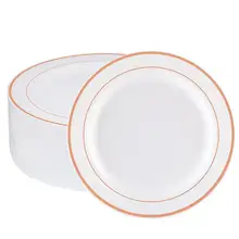 50 шт одноразовые пластиковые Plates-7.5inch салат/Десертные Тарелки-Золотая отделка реальный китайский дизайн-Премиум сверхмощная пластиковая пластина