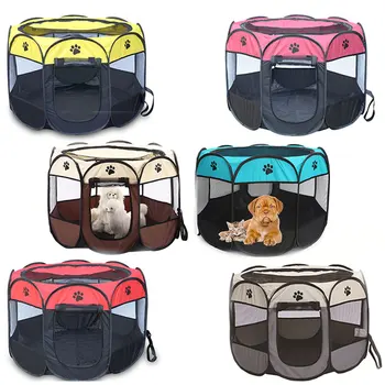 

Portable Folding Pet Carrier Tent Dog House Playpen Cage Dog Easy Operation Octagon Fence Breathable Cat Tent 90x90x60cm