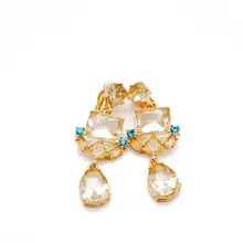 Free Shipping New Elegant Glass Stones Geometric Clip Earrings Statement