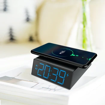 

10W wireless fast charger for s10/s10e Bedside growing alarm clock with snooze Modern decor digital LED clock
