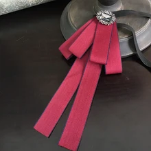 Галстук-платок с бантом из ленты для мужчин и женщин, деловые, свадебные, Клубные, вечерние, пиджак с бабочкой, сплав, стразы, кристалл, Униформа, заколки, галстук-бабочка