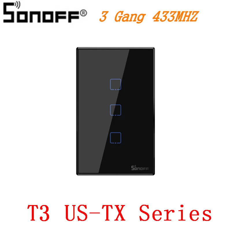 Sonoff T2 Smart Switch 1-3Gang EU US WiFi& RF 86 Тип умный настенный сенсорный светильник Модуль Автоматизации умного дома пульт дистанционного управления - Комплект: T3 US-TX 3 Gang