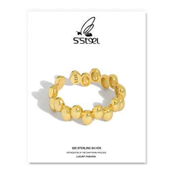 S'STEEL-anillo abierto De Plata De primera ley diseño Plata Irregular para mujer, sortija, Plata esterlina 925, diseño personalizado, estilo minimalista, 925