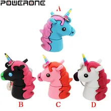 Powerone 새로운 스타일 만화 유니콘 펜 드라이브 64 기가 바이트 32 기가 바이트 usb 플래시 드라이브 귀여운 말 pendrive 실제 용량 4 기가 바이트 16 기가 바이트 메모리 스틱(China)
