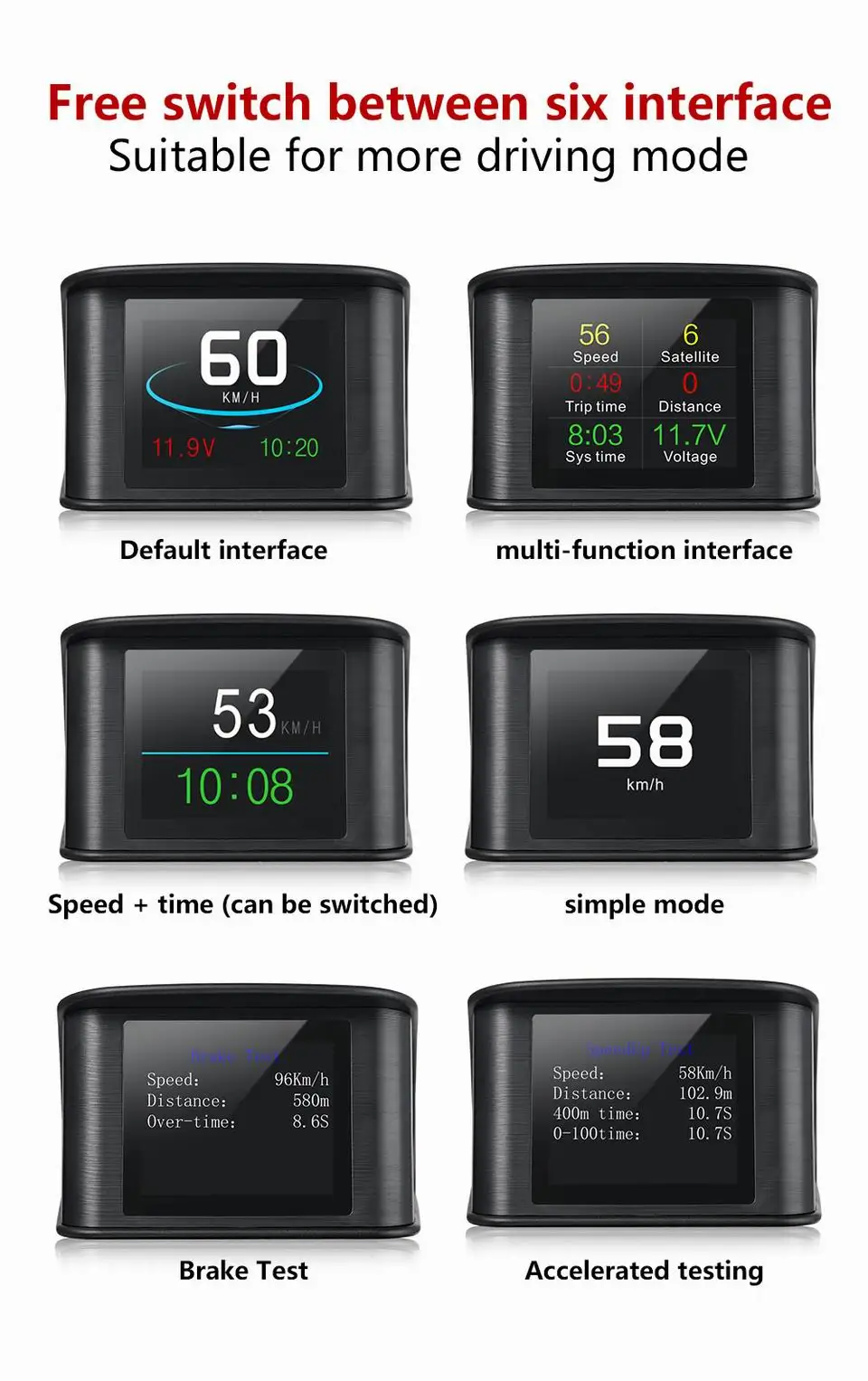 speedup freio teste de sobrevelocidade alarme tft lcd display