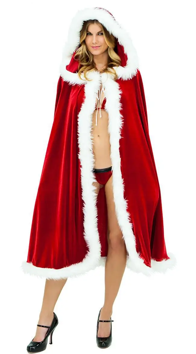 Женская детская Рождественская накидка Санта-Клауса, Дамская детская Длинная зимняя накидка, рождественские новогодние костюмы для костюмированной вечеринки