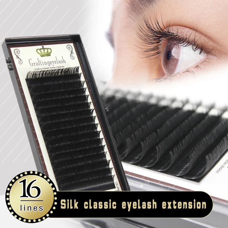 

aliexpress 16lines Natural False Eyelashes classic premium volume lashes matte black HandMade individual eyelash extension tray