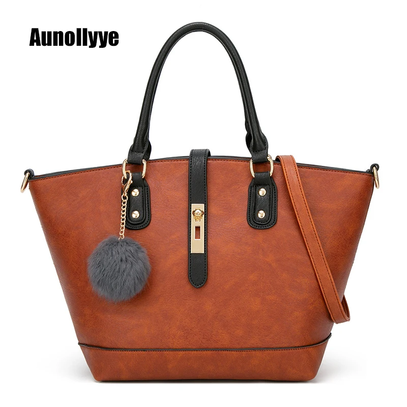 

AUNOLLYYE Women's Leather Handbags Luxury Designer High Quality Cross-body Hobos Bags Female Totes Office Ladies Commuter Bag