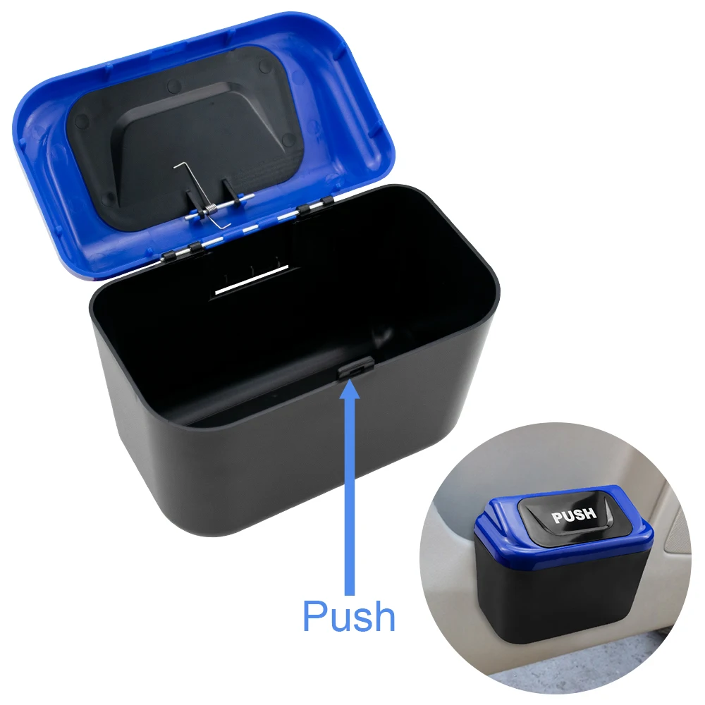 Quality Garbage Bag Car Bin Trash Can Storage Box Car Debris Bucket Plastic Waste Double Open Plastic Waste Container for