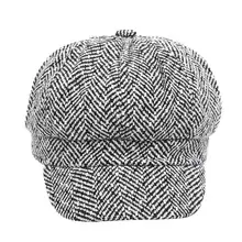 Милая шерстяная детская шапка для детей в винтажном стиле; осенне-зимний берет в британском стиле; шерстяная осенне-зимняя клетчатая шапка в стиле ретро