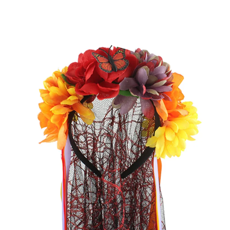 Американский запас для взрослых женщин мексиканский День мертвых Хэллоуин маска для бала-маскарада и вуаль аксессуар - Цвет: B