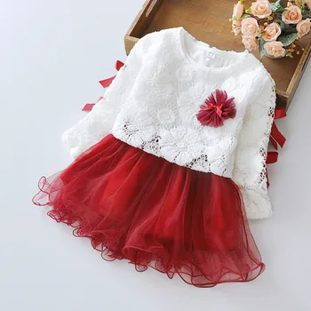 

Infants Baby Clothes Dress Lace Fluffy Dress Little Princess 1st Party Dress Red Pink Purple Kids Clothes Dress For Little Girl