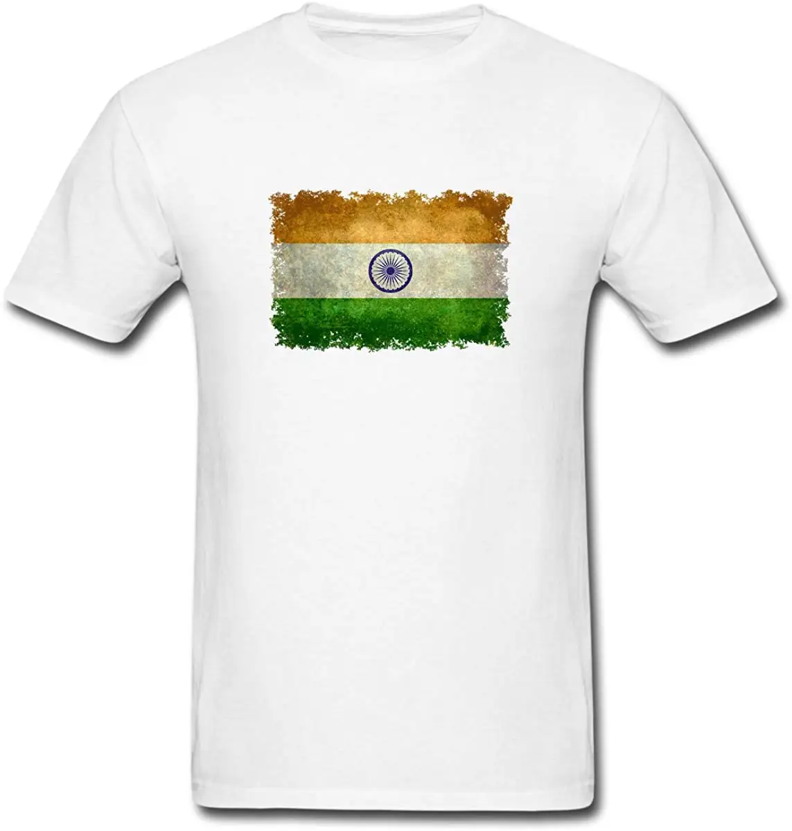 FGHFG Flag of India in Grungy Retro Style Mens Cotton Solid Color Tee t Shirts Unisex men women shirt | Мужская одежда