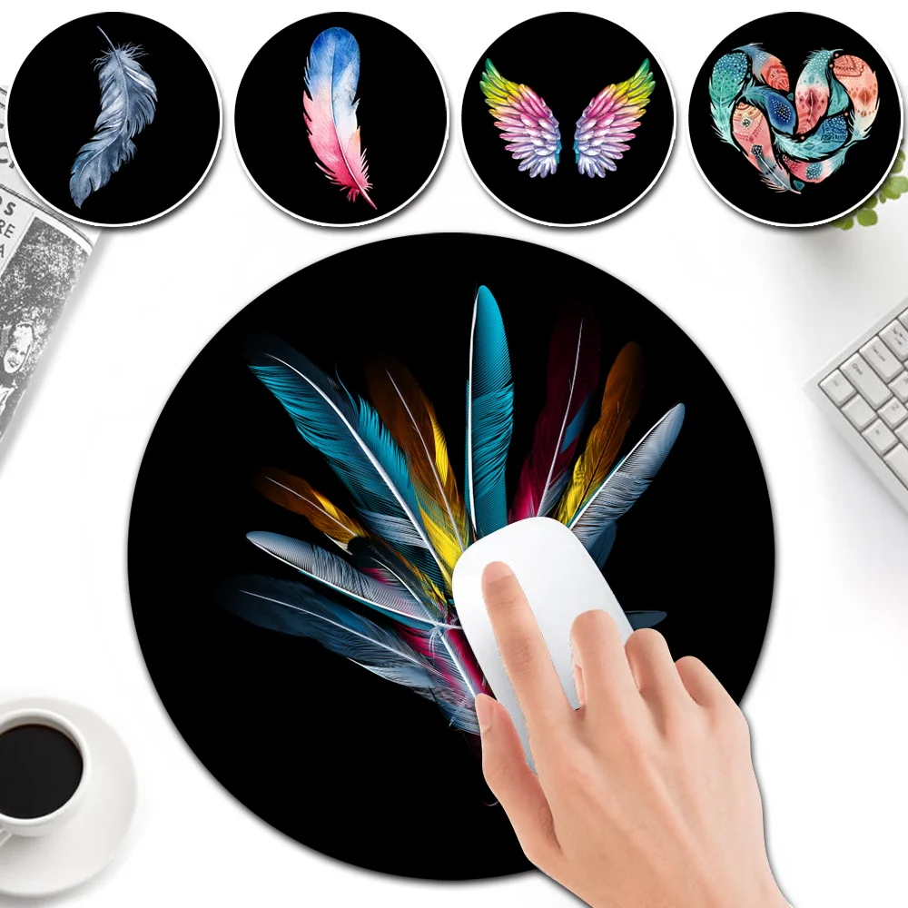 

Gamer Mouse Pads PU Leather PC Mousepad Feather Pattern Waterproof Gaming Desk Mats Stylish Desktop PC Accessories