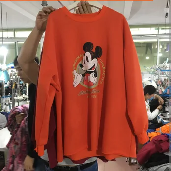 

Cartoon Printing Sweater Woman School Wind Loose Other Clothes Round Neck Pullover Increase Down Thickening Jacket Shirt Gothic