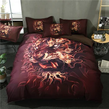 

Tiger Head Bedding Set Animal Printed Duvet Cover Pillowcase Brown Color Bedlinen Twin Queen King Size Bedclothes Home Textiles