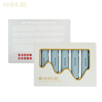 

5pcs/Kit Matte Silky Lipstick Moisturizing Waterproof Non Stick Cup Lipstick Set