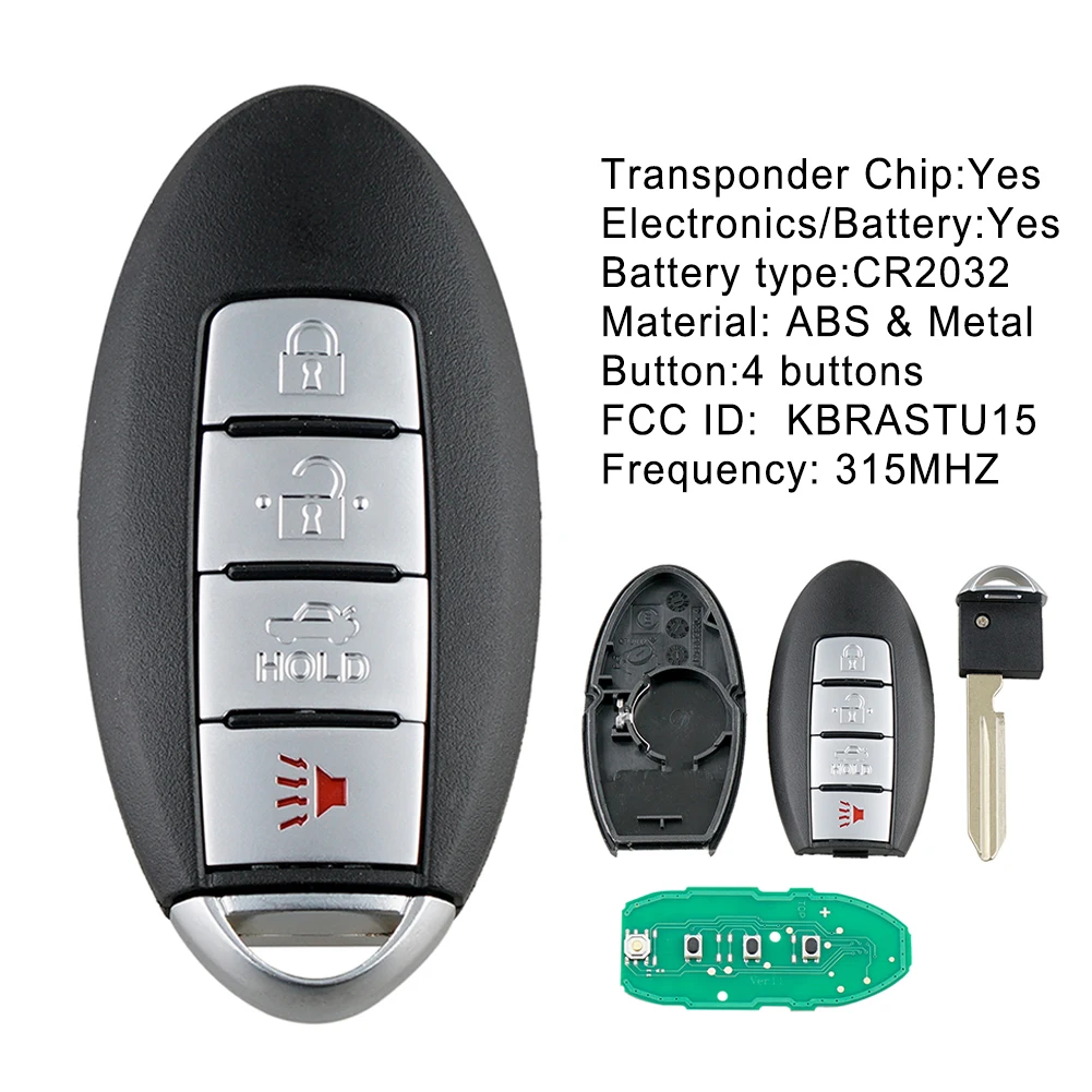 4 кнопки дистанционного ключа для Infiniti G35 I35 QX4 QX56 EX35 FX35 FX45 Electronic 315Mhz чип-ключ