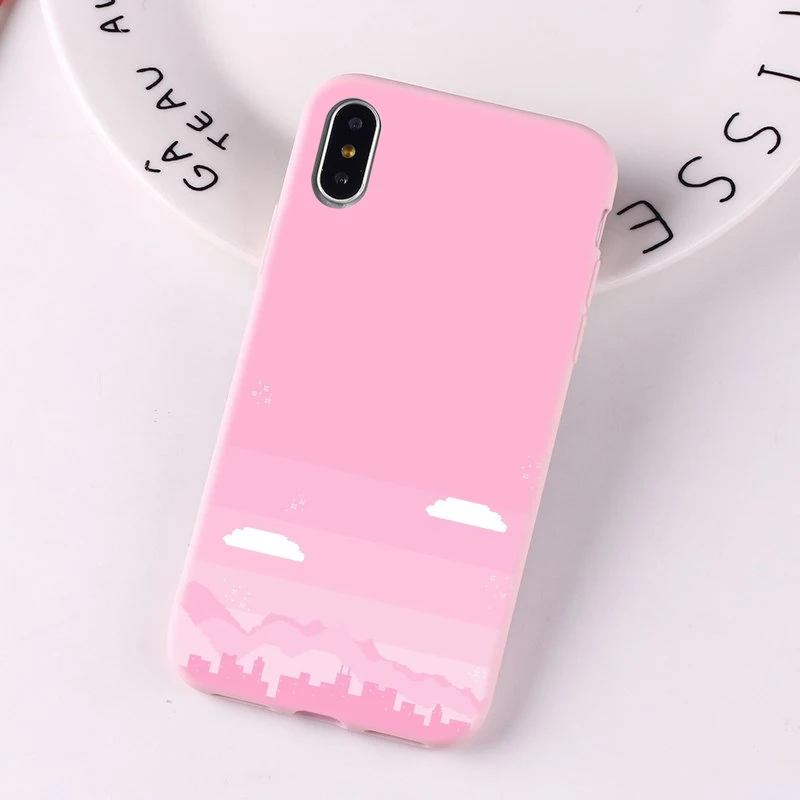 TPU Для iphone 8 ярко-розовый Манга милый японский аниме мультфильм Kawaii Япония Девушка чехол для телефона с рисунком на тему любви для iphone 7 6 plus 6s X XS XR крышка - Цвет: TPU
