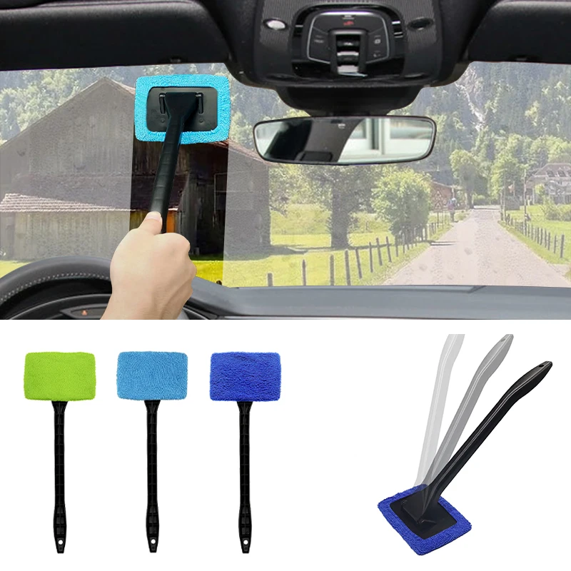 Car Window Windshield Wiper Microfiber Cloth Auto Window Cleaner Long Handle Car Washable Brush
