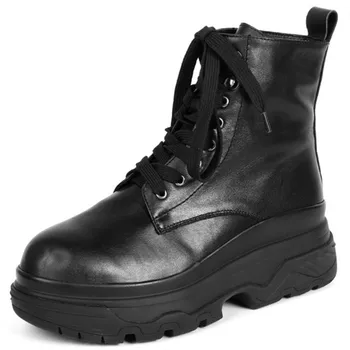 preço Mobetty Branco Gótico Goth Plataforma De Couro Botas De Fundo Grosso Mulheres Tornozelo Botas De Veludo Sapatos De Senhora Plana Plataforma Botines Mujer