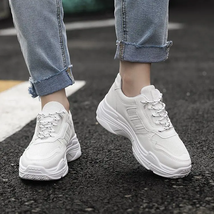 

2019 Summer New Style Athletic Shoes Women's Korean-style Ulzzang Harajuku Versatile Lace-up Thick Bottomed Extra High White Sho