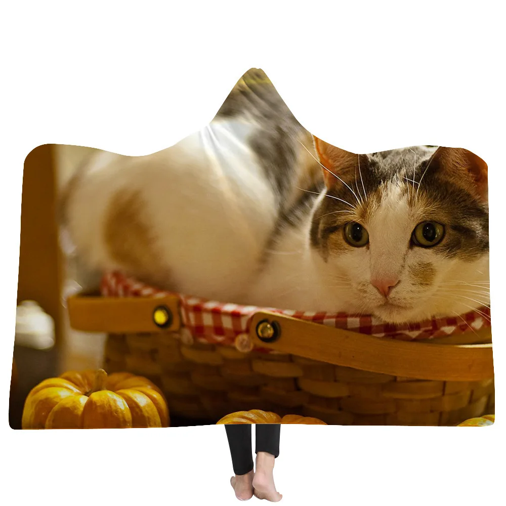 

Hooded Blanket 3D Printed Pets For Adults Kids Sherpa Fleece Hoodie Blanket Wearable Microfiber Throw Blanket For Home Sofa Bed