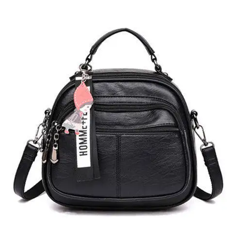 Новая модная винтажная женская сумка-тоут, маленькие сумки через плечо, сумки через плечо, женские сумки-мессенджеры, кожаный кошелек - Цвет: Черный