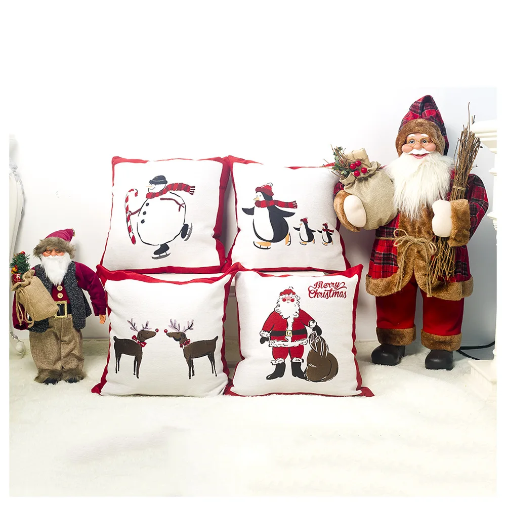 Подушка с Санта-Клаусом украшения для рождества декор льняная подушка 45 см Ткань диванная подушка вечерние сувениры бытовые предметы первой необходимости
