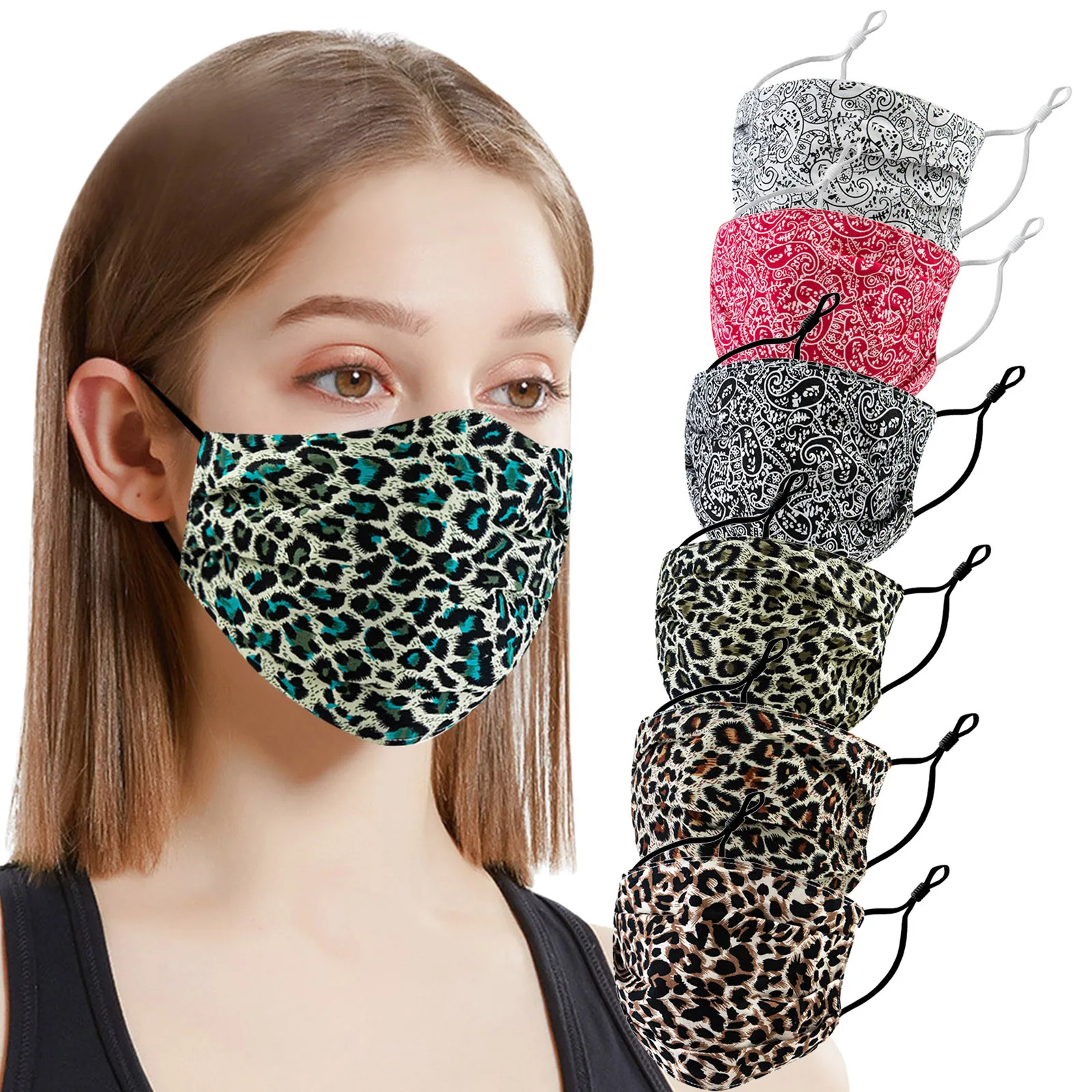 

Fast Delivery Within 24 Hours MÃ¡scara Adult Women Leopard Print Adjustable Washable Safet Protect Haze Face Mask Bandage