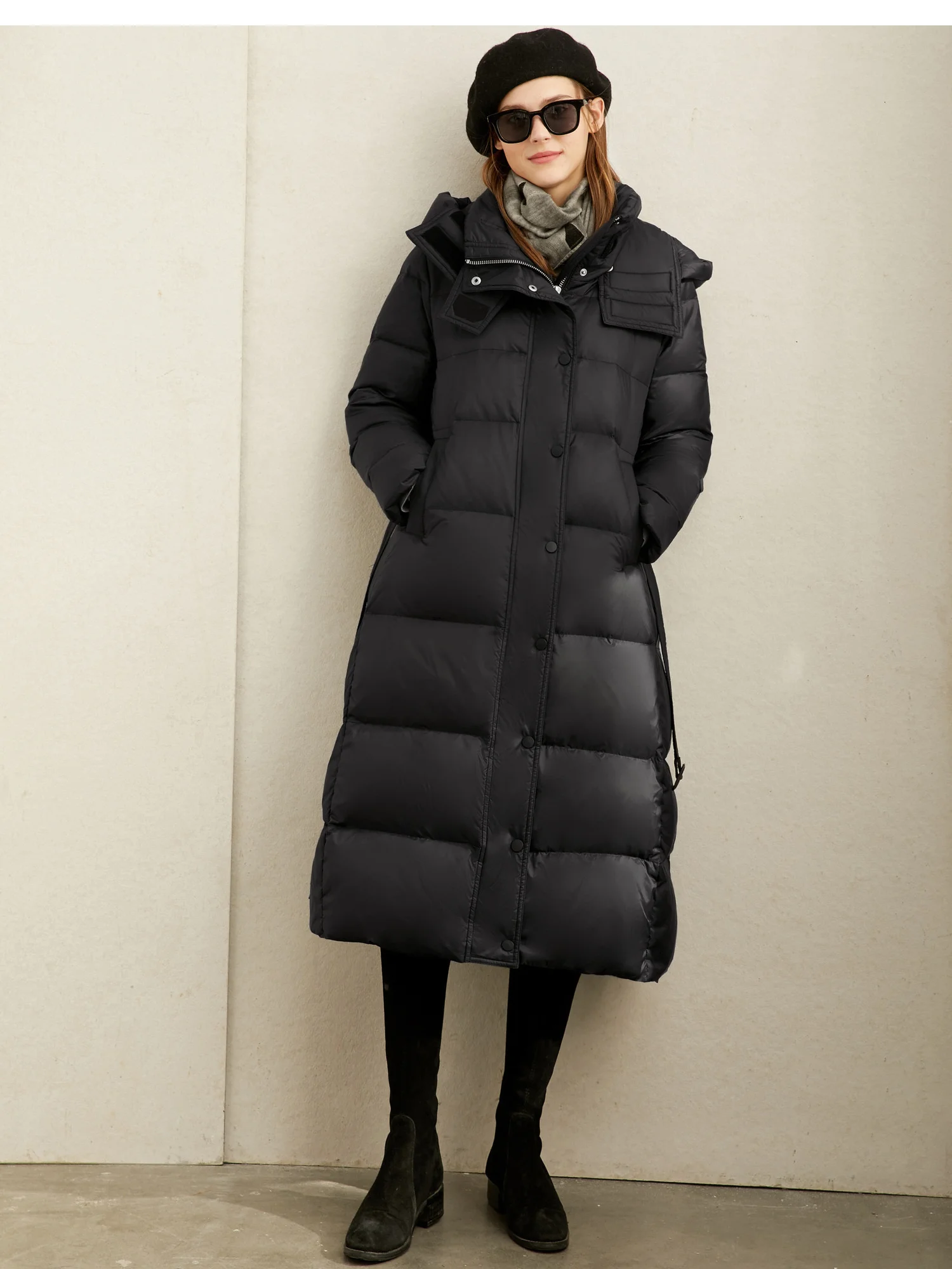 Amii минималистичный, модный, теплый пуховик для женщин зима 90 пух с поясом, поясом и качающимся верхом