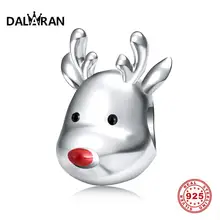 DALARAN, Рождественский 925 пробы, серебряный, счастливый, лось, олень, амулеты, бисер, подходит для DIY, амулеты, браслет Pandora, хорошее ювелирное изделие для женщин