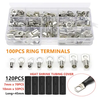 

Tool Adapter Starter Cable Insulated Wire Ring Copper Durable Electrical Lug Crimped Terminal Set Heat Shrink Tubing Tinned