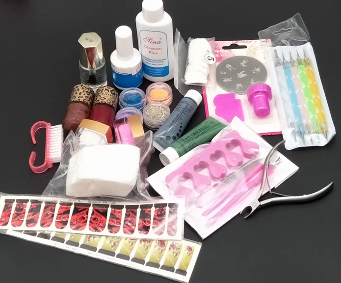 Super Manicure Set for Nail Kit with Topcoat Nail Cleanser colorful Gel Sticker Nail Polish Kit 5