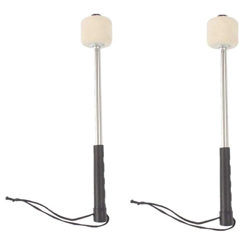 

2 Pieces Felt Head Percussion Mallets Timpani Sticks with Stainless Steel Handle Suit for Marching Band Bass Drum Skid Resistanc