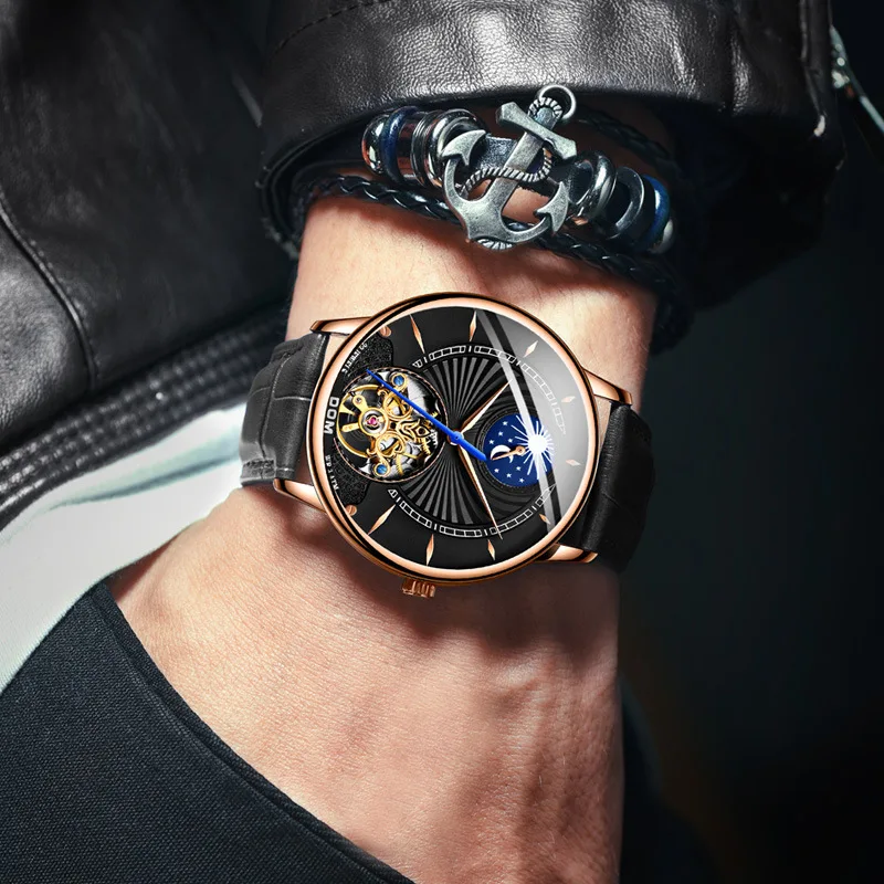 

Watch Men's Fully Automatic Analog Watch MEN'S Watch Tourbillon Hollow out Night Light Waterproof Students Trend Business MEN'S