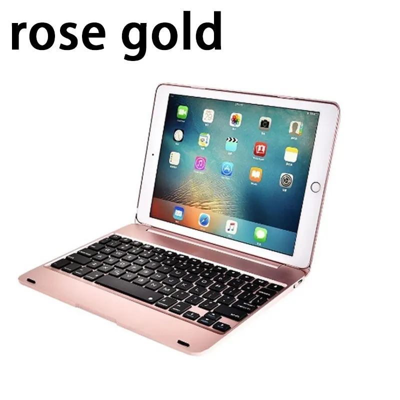 Rose Gold F19B Bluetooth клавиатура для Apple IPad Air 1 2 Pro 9,7 '' IPad 9,7'' / 78 ключ Защита оболочки беспроводная клавиатура - Цвет: Rose Gold