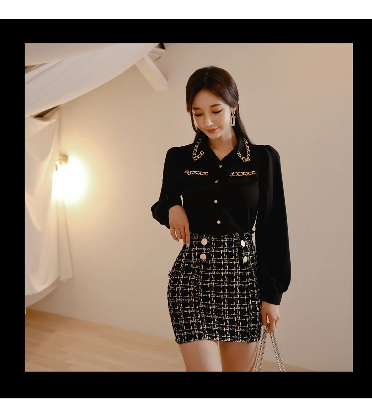 Сексуальные шерстяные юбки для девочек, клетчатая двубортная юбка-карандаш с завышенной талией и пуговицами, женская черная юбка в ломаную клетку M19103001