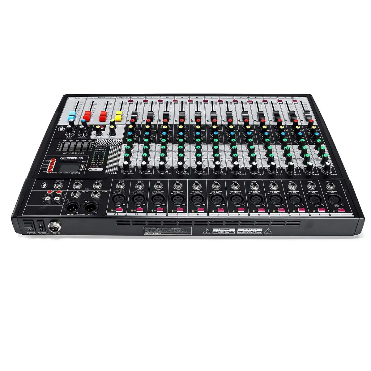 12 каналов bluetooth аудио микшер микшерный пульт Профессиональный Live Studio караоке плеер усилитель с USB XLR 48 В фантомное питание