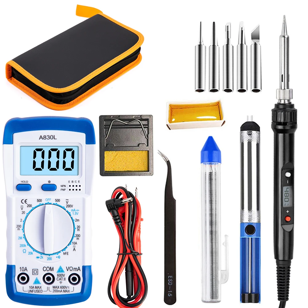 80w Soldering Iron Handheld Digital Multimeter Kit Adjustable