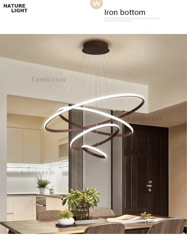 Новое поступление Кольца поделки светодиодная люстра освещение линия подвесная современная люстра для гостиной трапезная белая/коричневая лампа Led