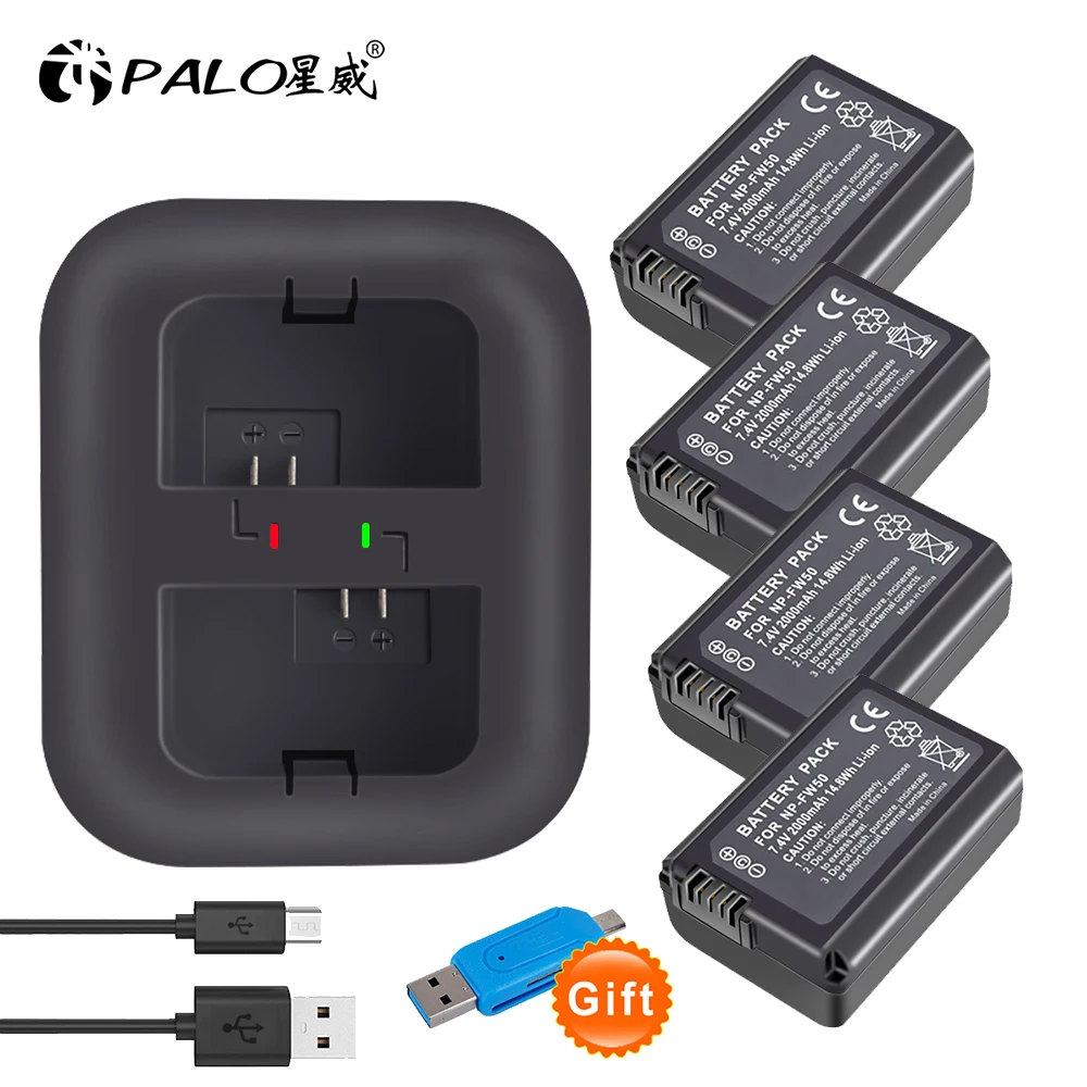 

2000mAH NP FW50 NP-FW50 NPFW50 USB LED display smart Charger Camera Battery for Sony Alpha a6500 a6300 a6000 a5000 a3000 NEX-3