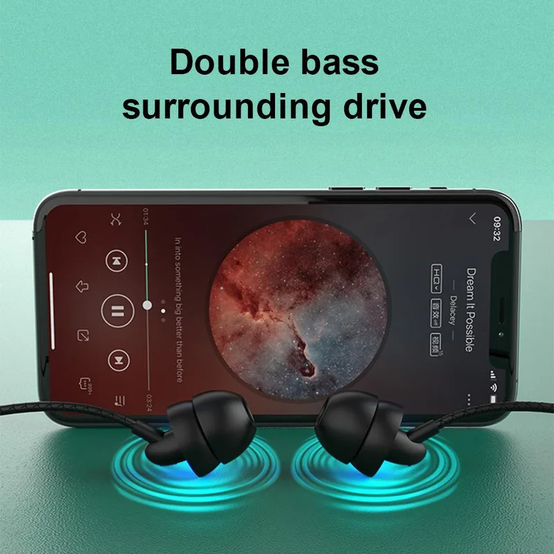Портативная Bluetooth гарнитура силиконовая подвесная Проводная с управлением 5