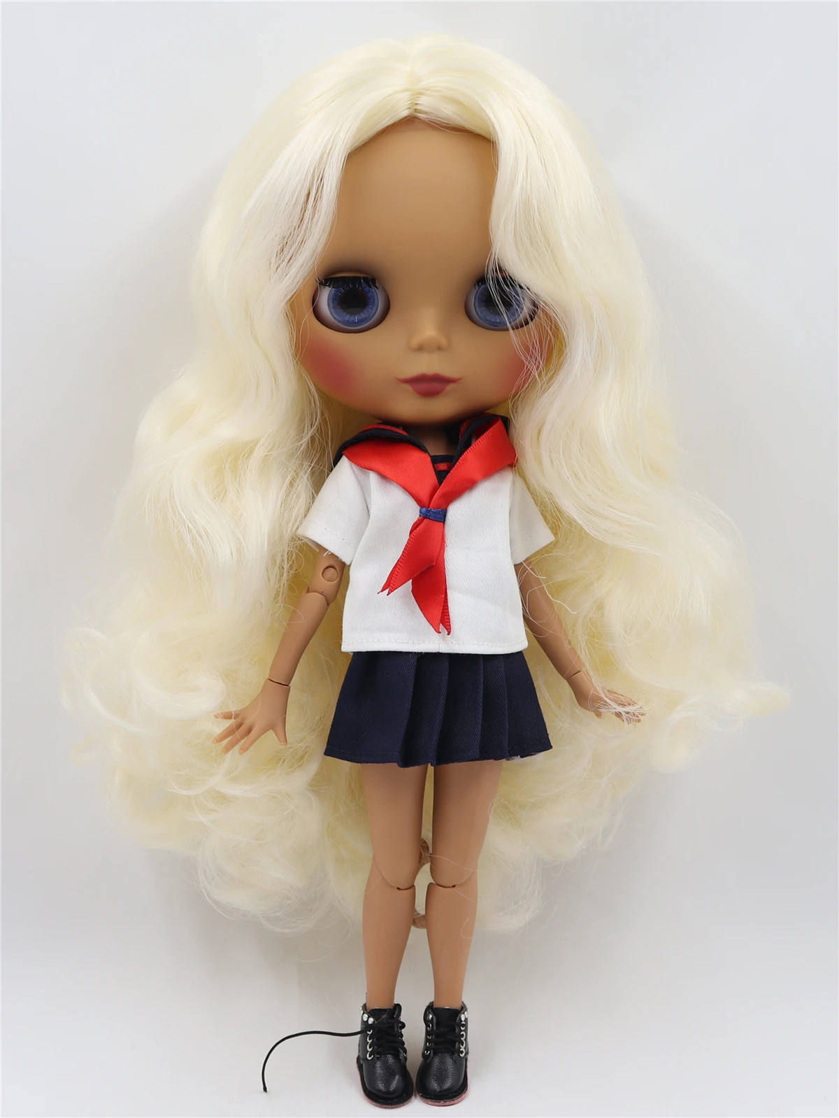 Neo Blythe Doll with Blonde Hair, Dark Skin, Matte Cute Face & Custom Jointed Body 1