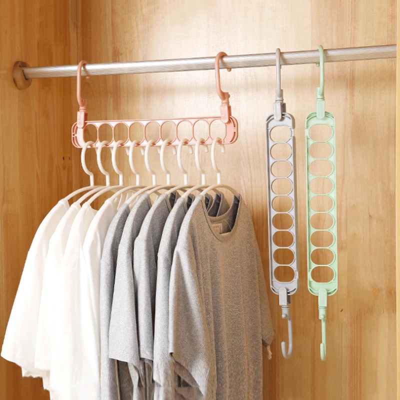 Nine-hole Rotating Magic Clothes Hanger Holder Anti Slip Clothing Garment Hanging Racks Save Space Wardrobe Closet Organizer