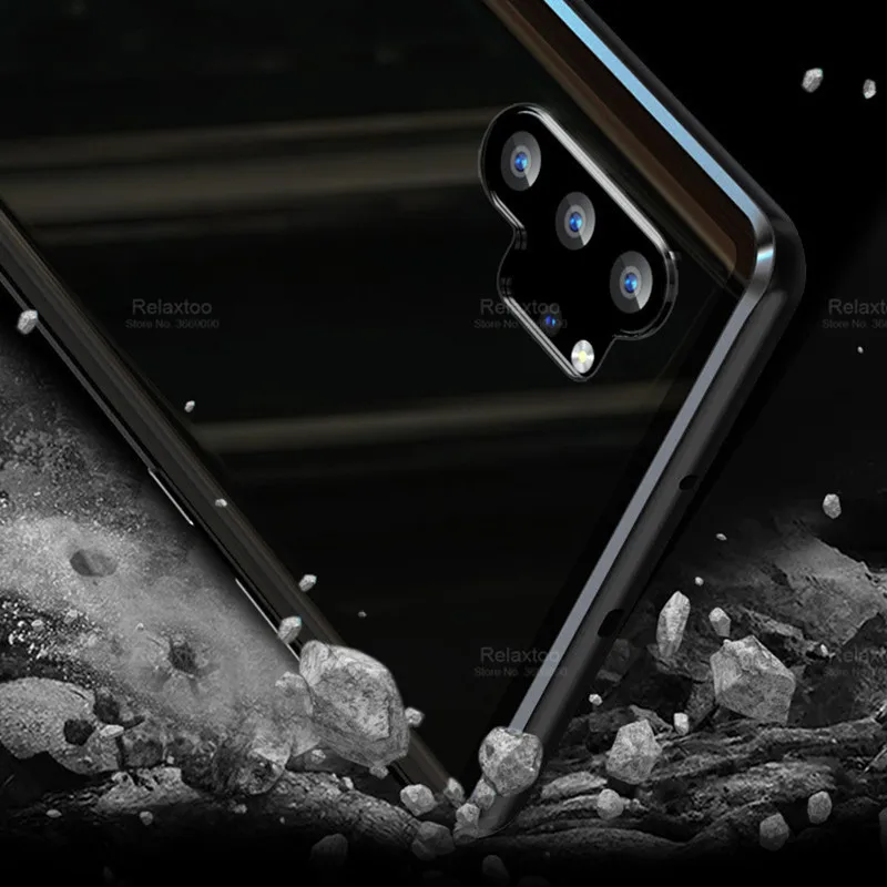 Магнитный металлический двухсторонний стеклянный чехол для телефона huawei p40 lite