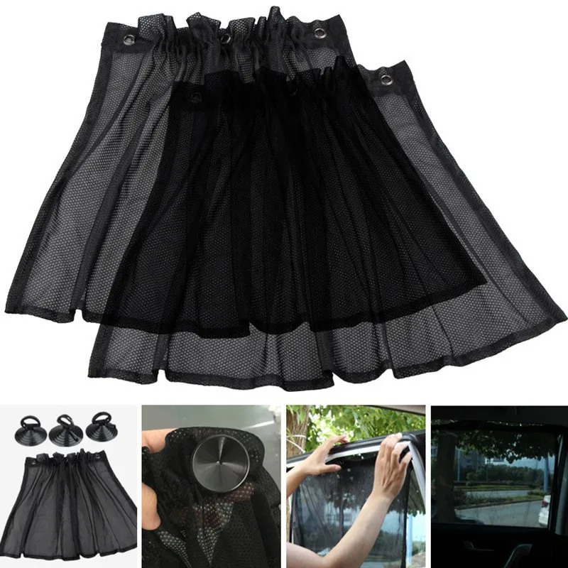 

2PCS Auto Car Protection Window Curtain Sun Shade With Suction Cup Black Beige Universal Car Sunshade Sunscreen Block Curtain