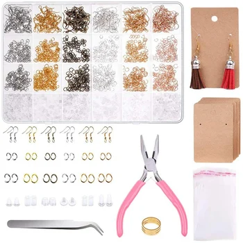 

Earrings Hooks for Jewelry Making, Earring Making Supplies Kit with Fish Hook Earrings, Earring Cards, Jewelry Plier, Earring Ba